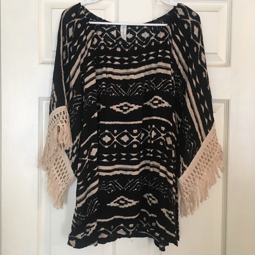 Boutique size medium tunic shirt-crochet detail